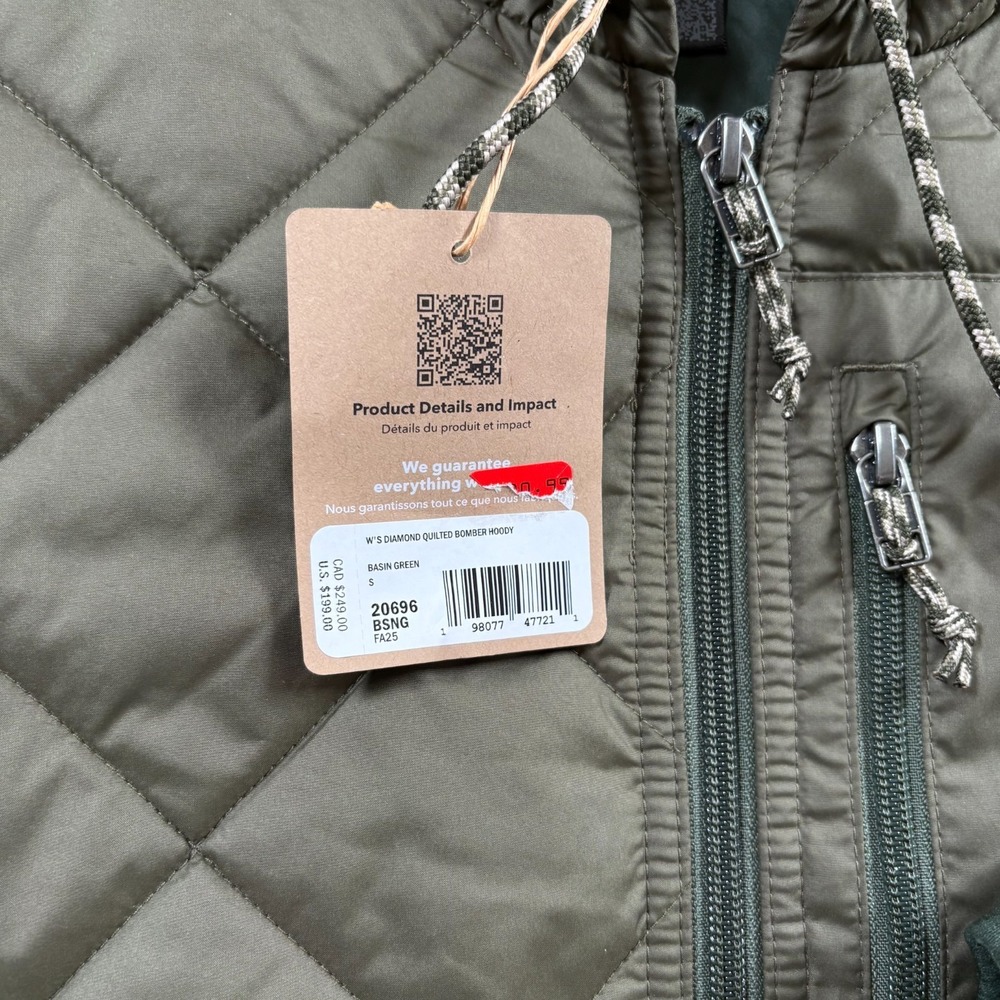 Patagonia Bomber Hoody Womens Small Basin Green Diamond Quilted Full Zip Jacket - Picture 5 of 8